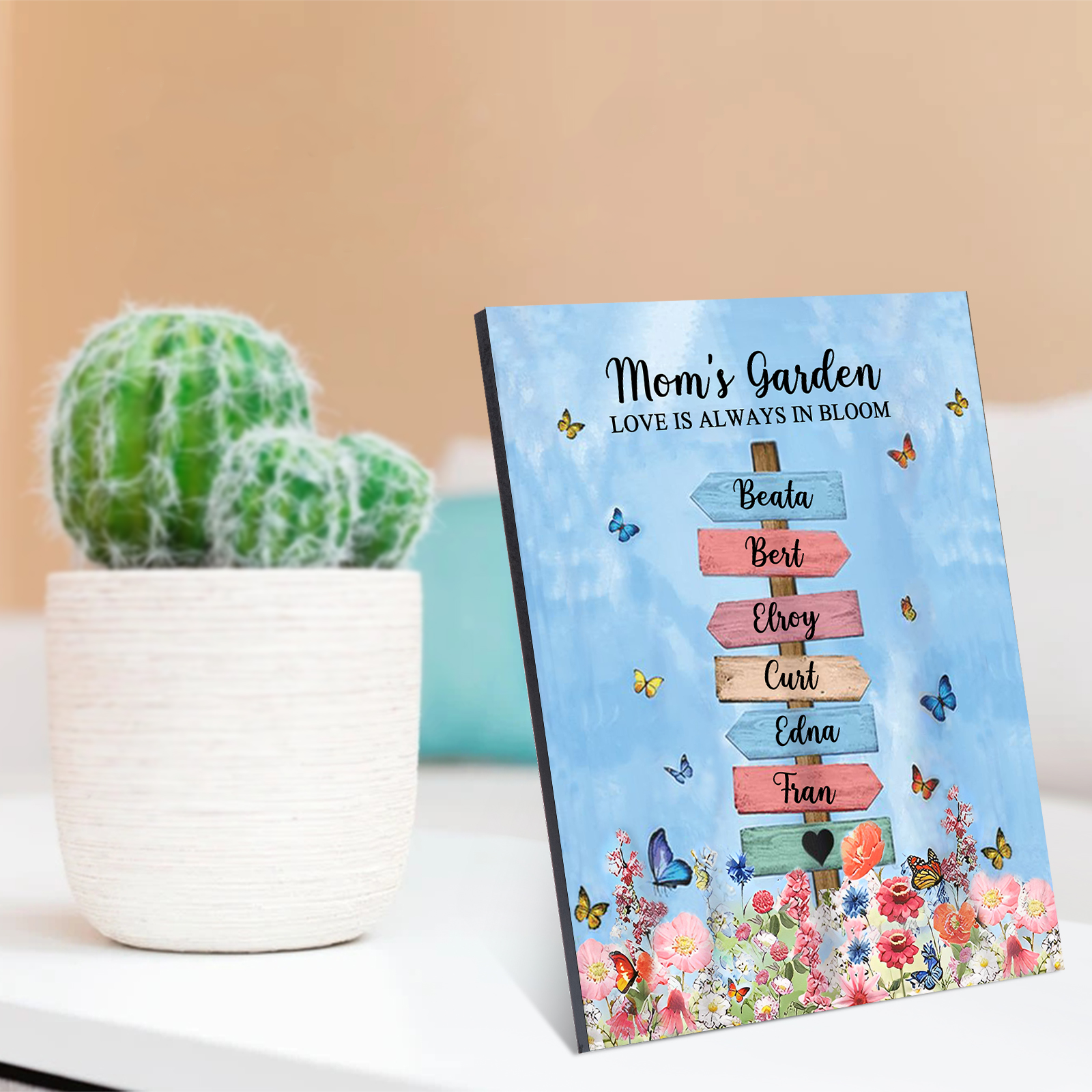 6 Names - Personalised Wooden Plaque Garden Custom Text Home Decoration Gift for Mother/Grandma-Jessemade AU