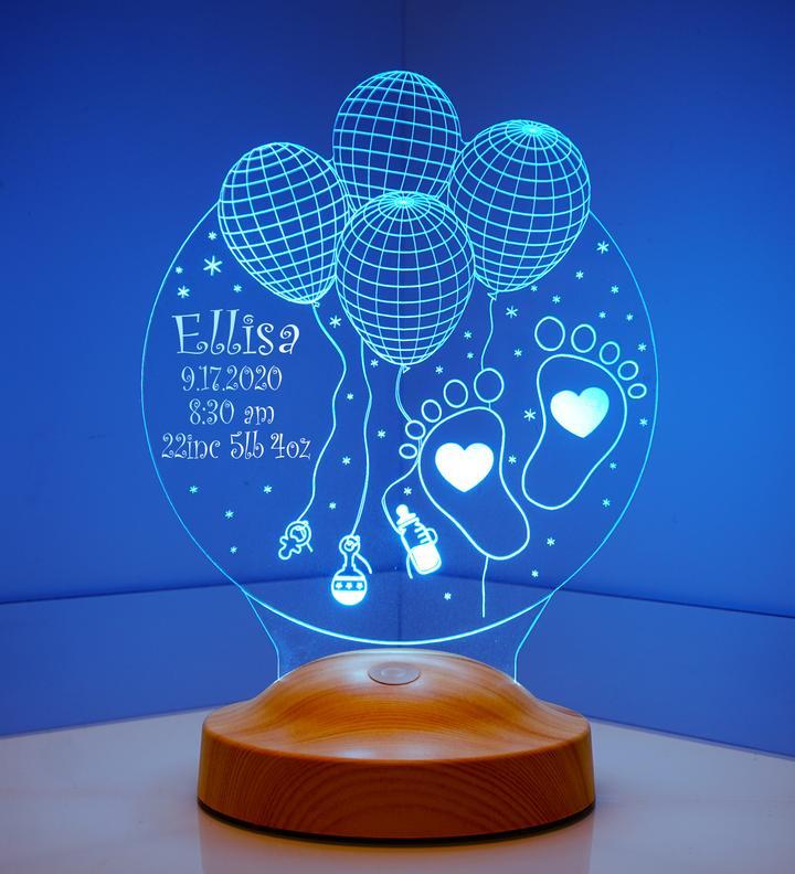 Personalised balloon Name Night Light Engraved Lamp-Jessemade AU