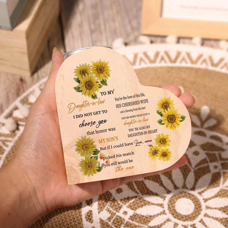 To My Daughter-In-Law Candle Holder "You are also my daughter-in-heart" Wooden Candlestick-Jessemade AU