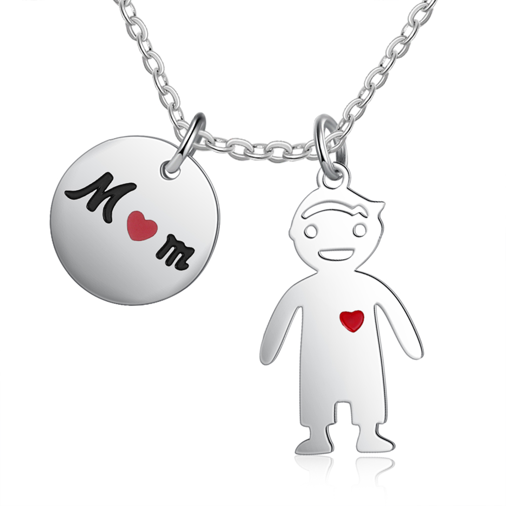 Personalised Kid Charm Necklace Engraved Names Gift For Mother-Jessemade AU