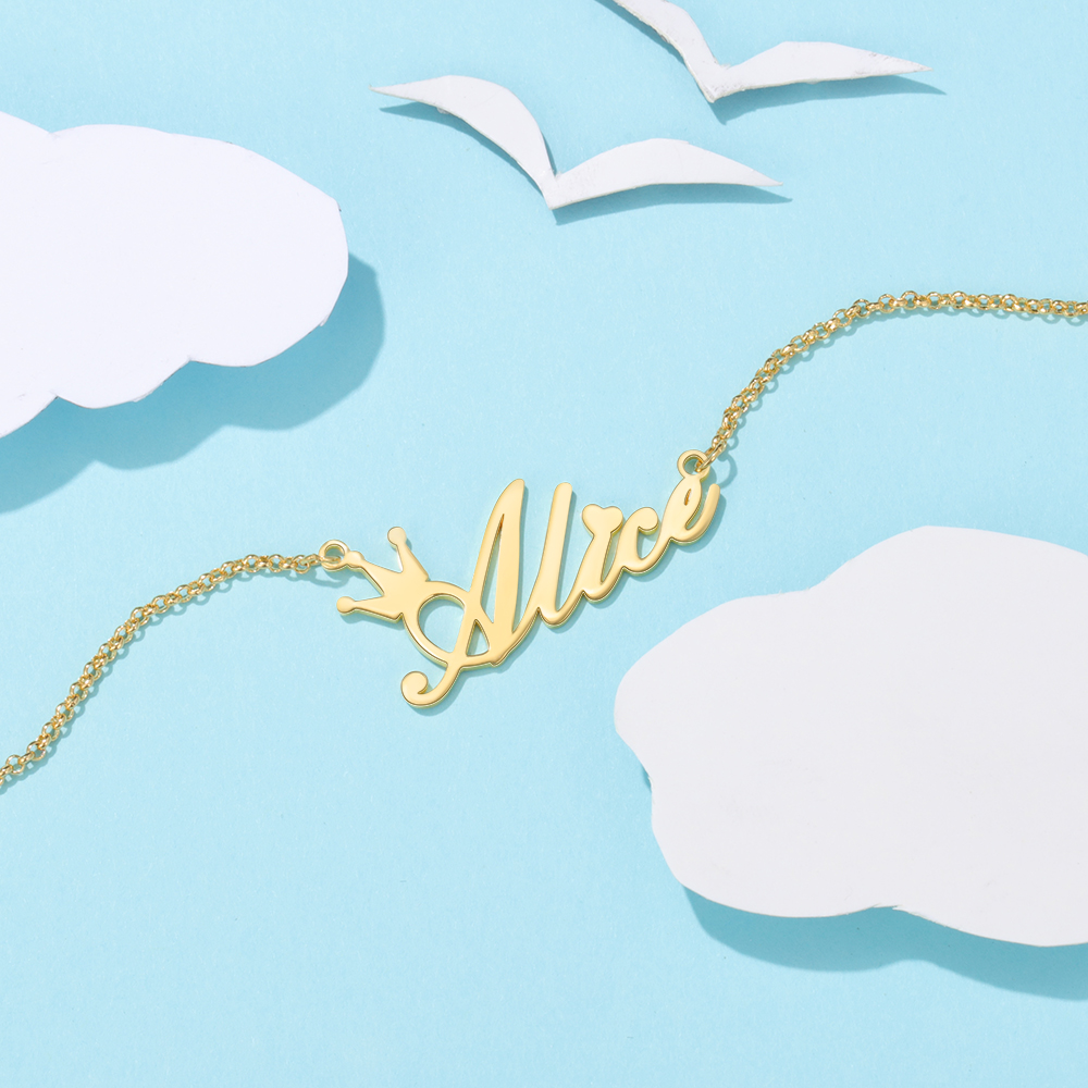Personalised Crown Name Necklace Custom Name Classic Necklace for Kids-Jessemade AU
