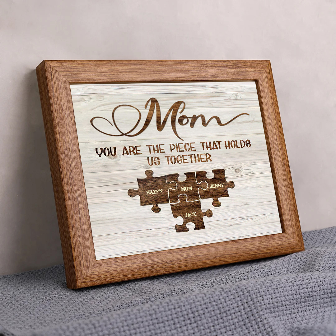 Personalised Puzzle Picture Frame With Light Custom 5 Names Home Decor - You are the piece that holds us together-Jessemade AU
