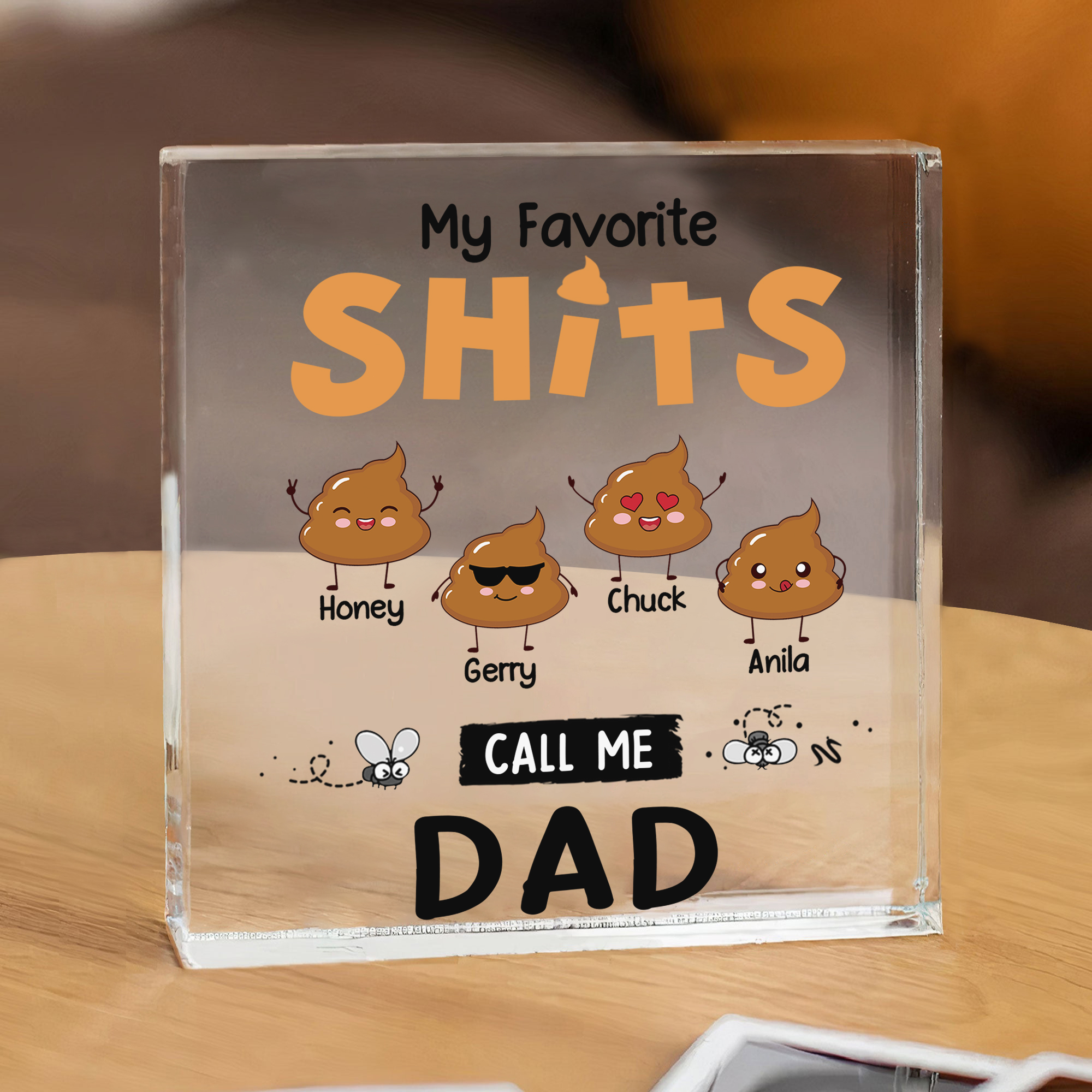 4 Names - Personalised Acrylic Square Keepsake Funny Rectangle Plaque Father's Day Creative Gift for Dad-Jessemade AU
