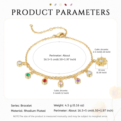 Personalised Women's Bracelet Custom 4 Birthstones Bracelet Gold Adjustable Bracelet Mother's Day Gift for Her-Jessemade AU