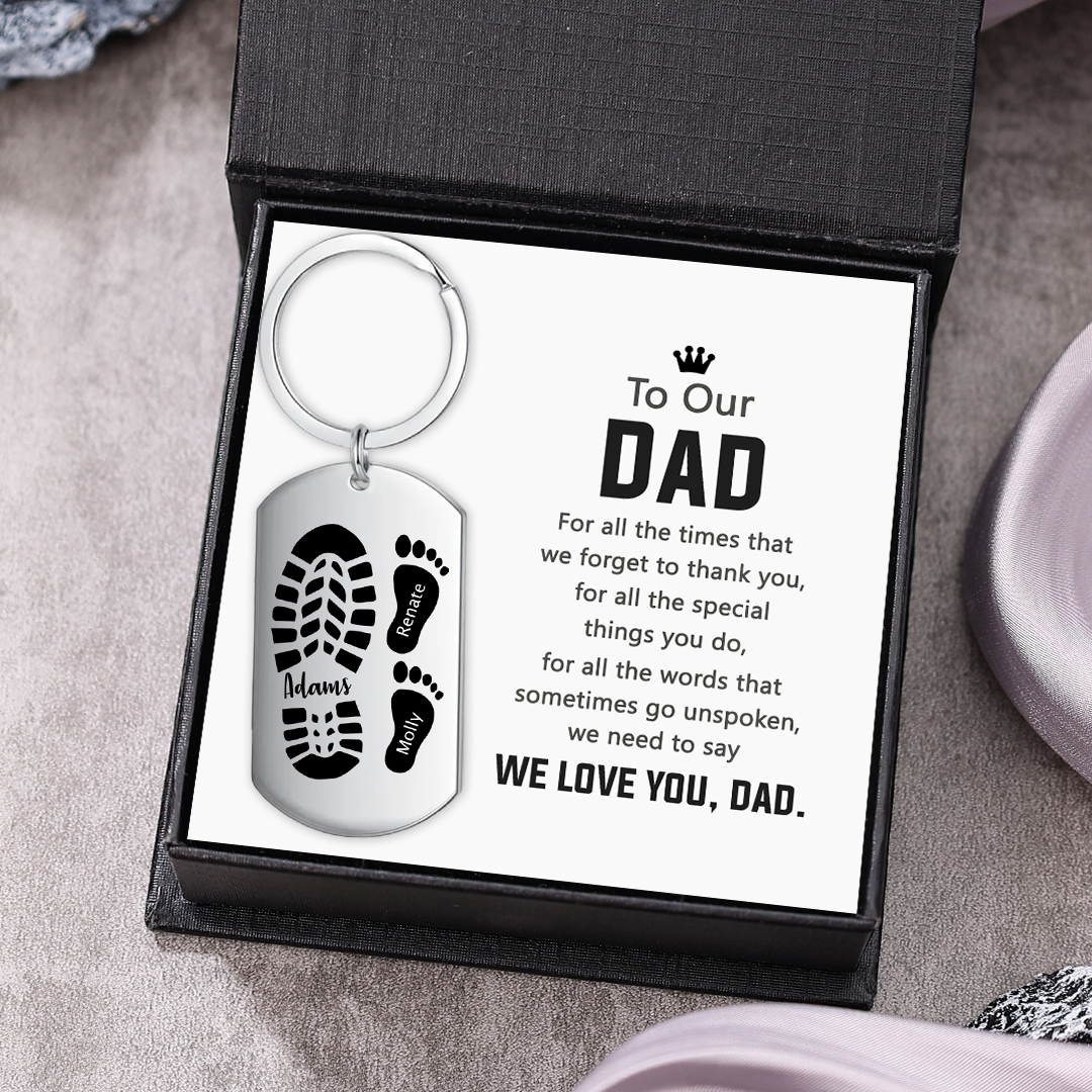Personalised 3 Names Keychain Custom Dad Shoe Baby Foot Keychain Father's Day Gifts-Jessemade AU
