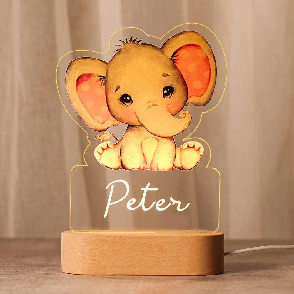 Custom Name Animal Elephant Night Light LED Lamp Gifts For Kids-Jessemade AU