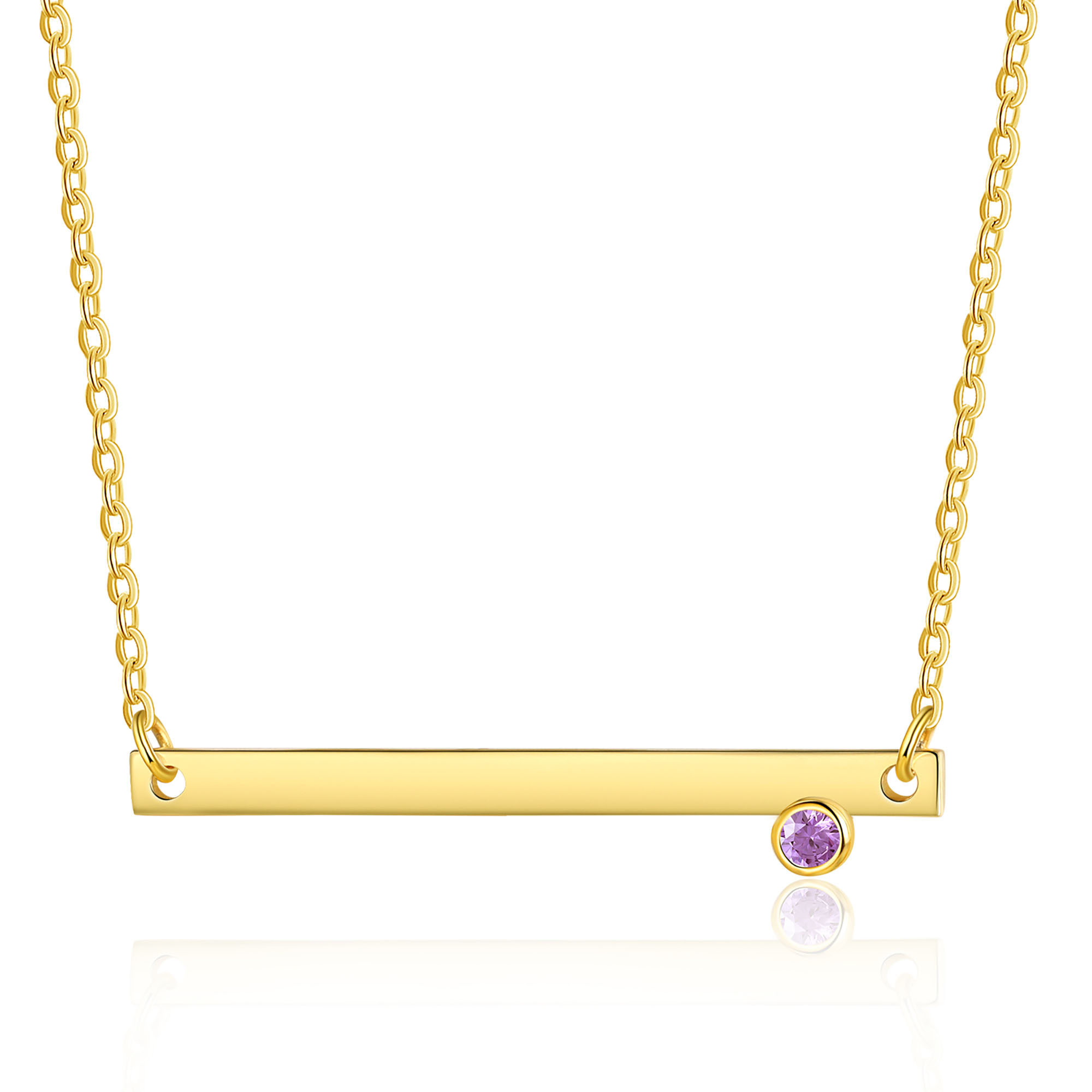 Personalised Bar Necklace Custom 1 Text & 1 Birthstone Necklace Gift for Her-Jessemade AU