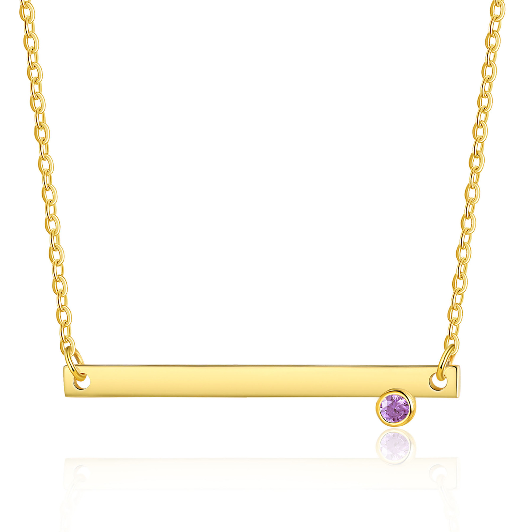 Personalised Bar Necklace Custom 1 Text & 1 Birthstone Necklace Gift for Her-Jessemade AU