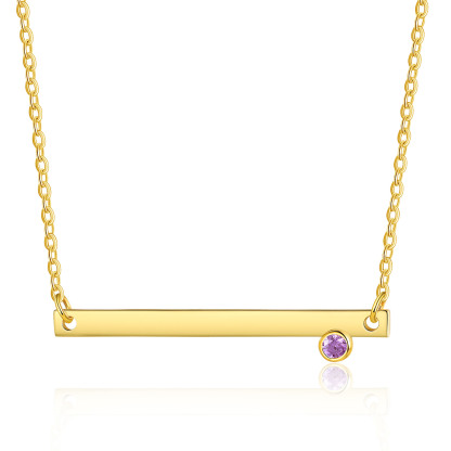 Personalised Bar Necklace Custom 1 Text & 1 Birthstone Necklace Gift for Her-Jessemade AU