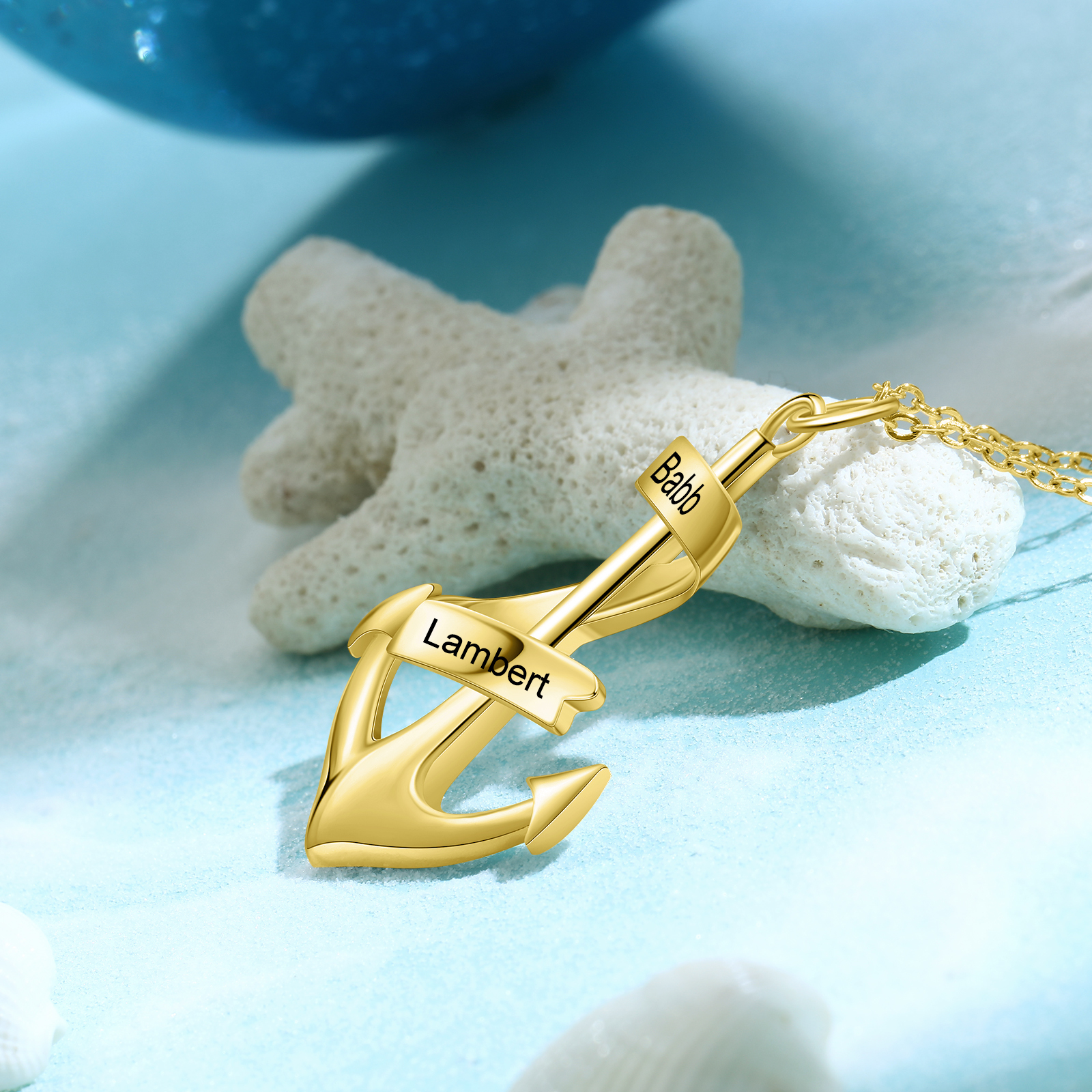 Personalised Pirate Ship Anchor Necklace Engrave 2 Names Necklace For Dad-Jessemade AU