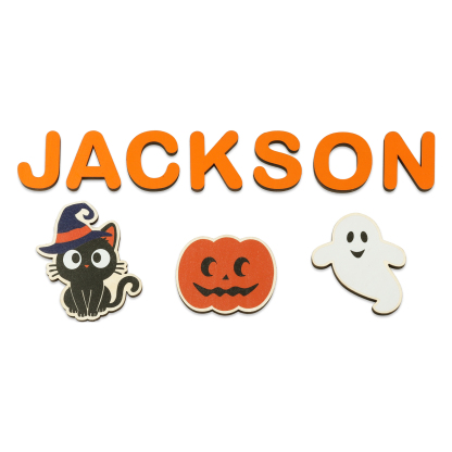 Halloween Kid's Wooden Name Alphabet Puzzle Custom Name Toy for Toddlers Early Learning-Jessemade AU