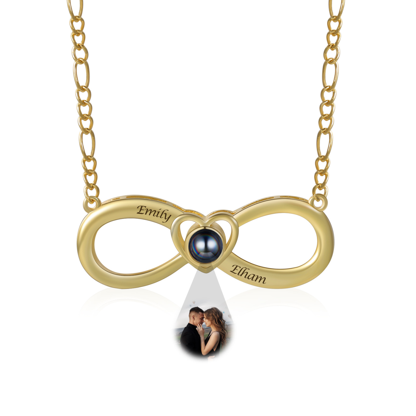 2 Names - Personalised Photo Projection Necklace Custom Name Infinity Love Necklace Gift for Her-Jessemade AU
