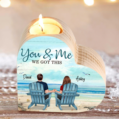 You & Me We Got This Couple Heart Candle Holder Wooden Candlesticks Romantic Gift-Jessemade AU