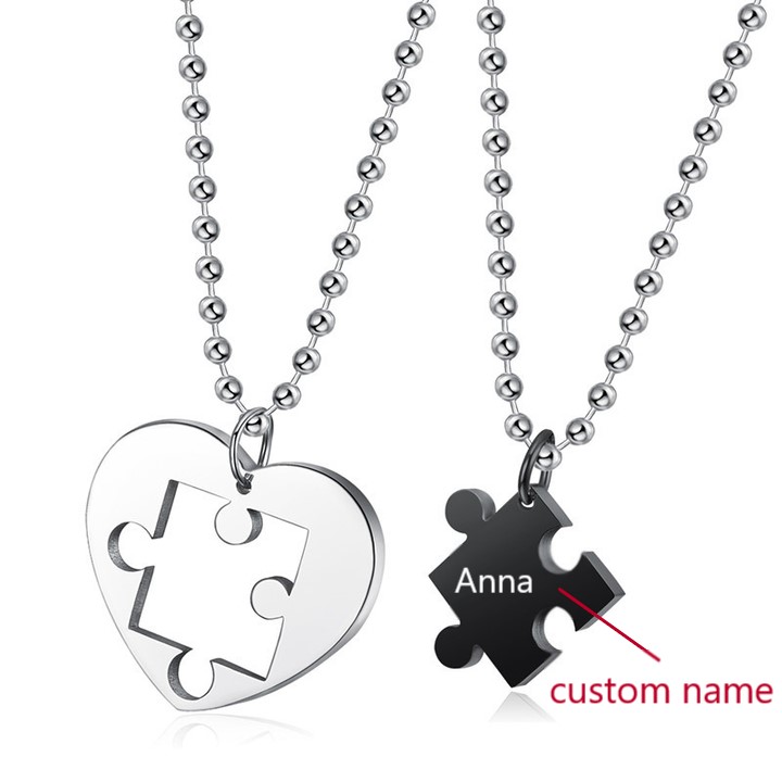 Personalised Couple Matching Necklace Puzzle Heart Necklace Valentines Day Gifts 2023 for Women Men-Jessemade AU