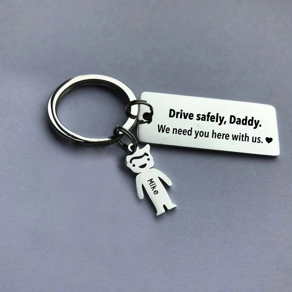 To My Dad Grandpa 1 Kid Charm Keychain "Drive Safely, Daddy"-Jessemade AU