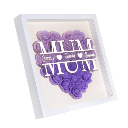 Personalised Flower Shadow Box Custom Name & Text Heart Rose Frame Decorations Mother's Day Gift for Her-Jessemade AU