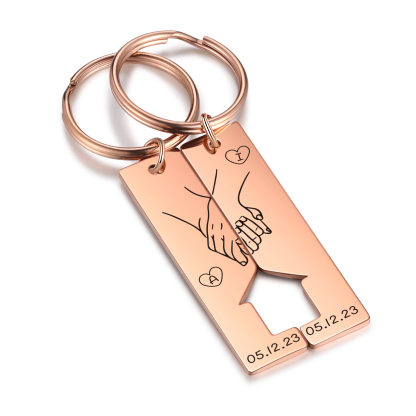 Personalised Couple Keychain Custom 2 Letters & 2 Dates Keyring Valentine's Day Anniversary Gift for Boyfriend/Girlfriend-Jessemade AU