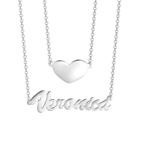 2 layered Name Neckace With Heart-Jessemade AU