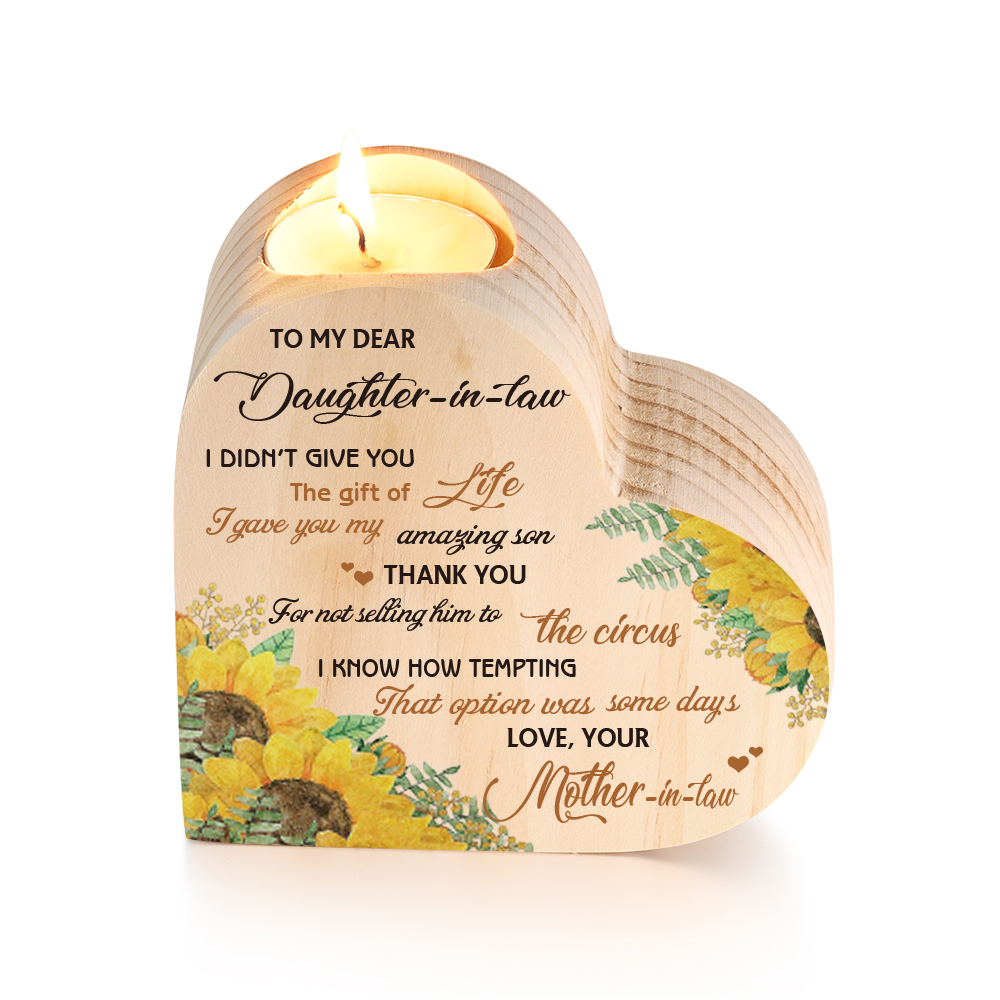 To My Daughter-In-Law Candle Holder I didn't give you the gift of life Wooden Candlestick-Jessemade AU