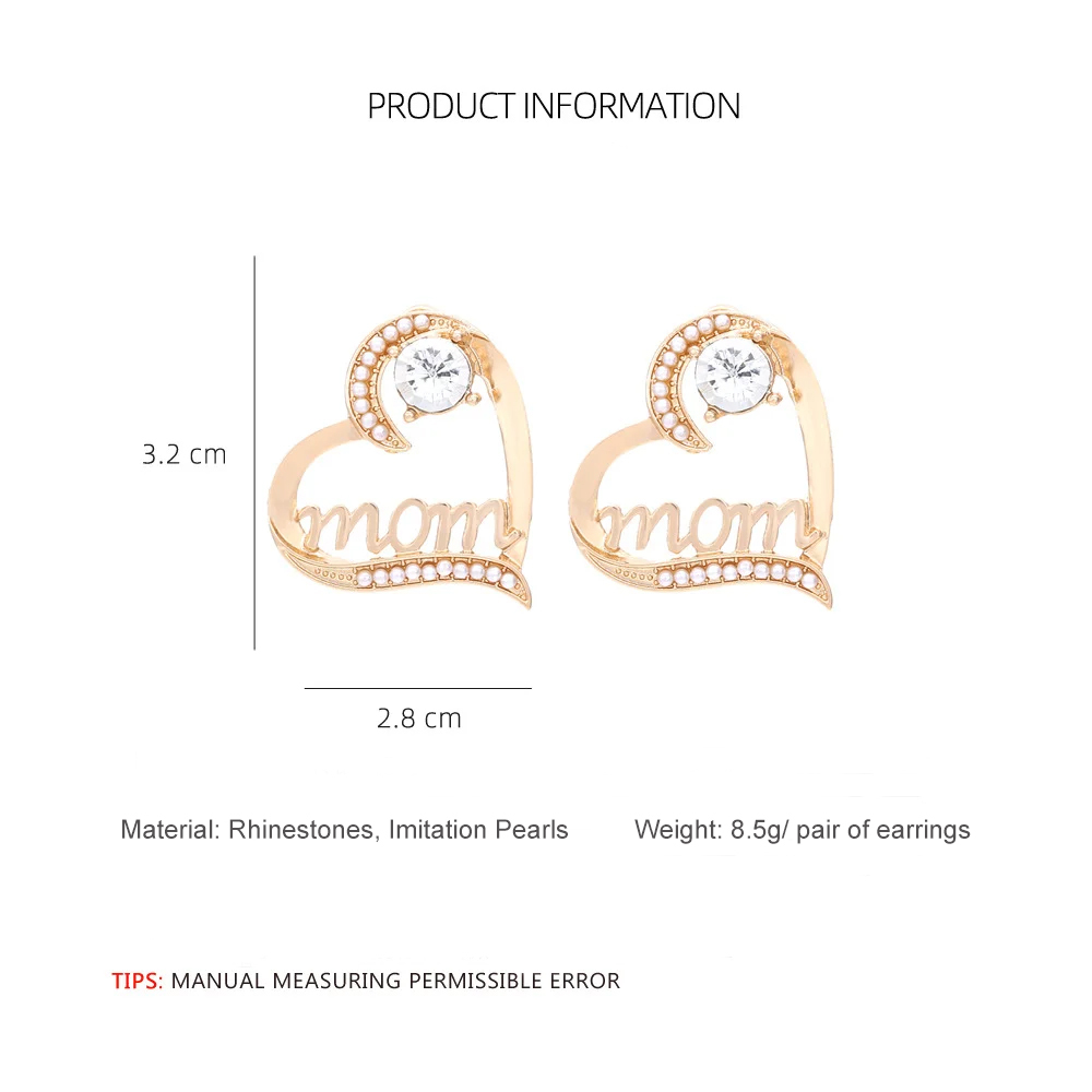 Mom Earrings Diamond Cute Earrings Zinc Alloy Gift for Mother-Jessemade AU