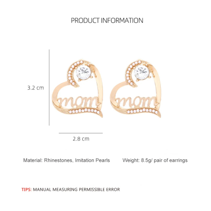 Mom Earrings Diamond Cute Earrings Zinc Alloy Gift for Mother-Jessemade AU