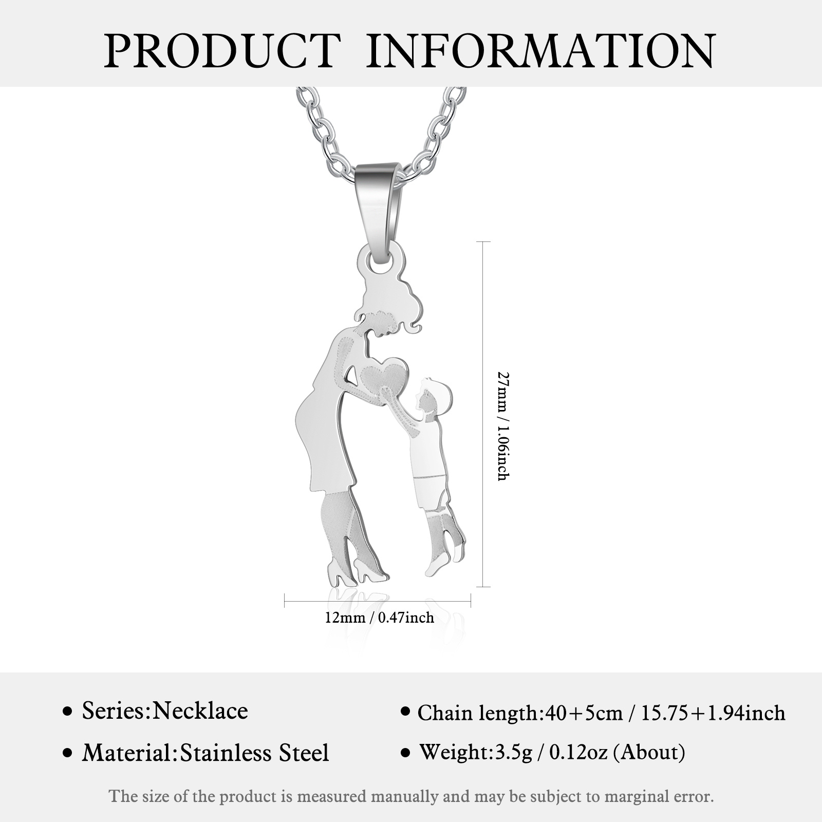 Women Necklace Mother & Son Pendant Necklace Stainless Steel Mother's Day Gifts for Mum-Jessemade AU