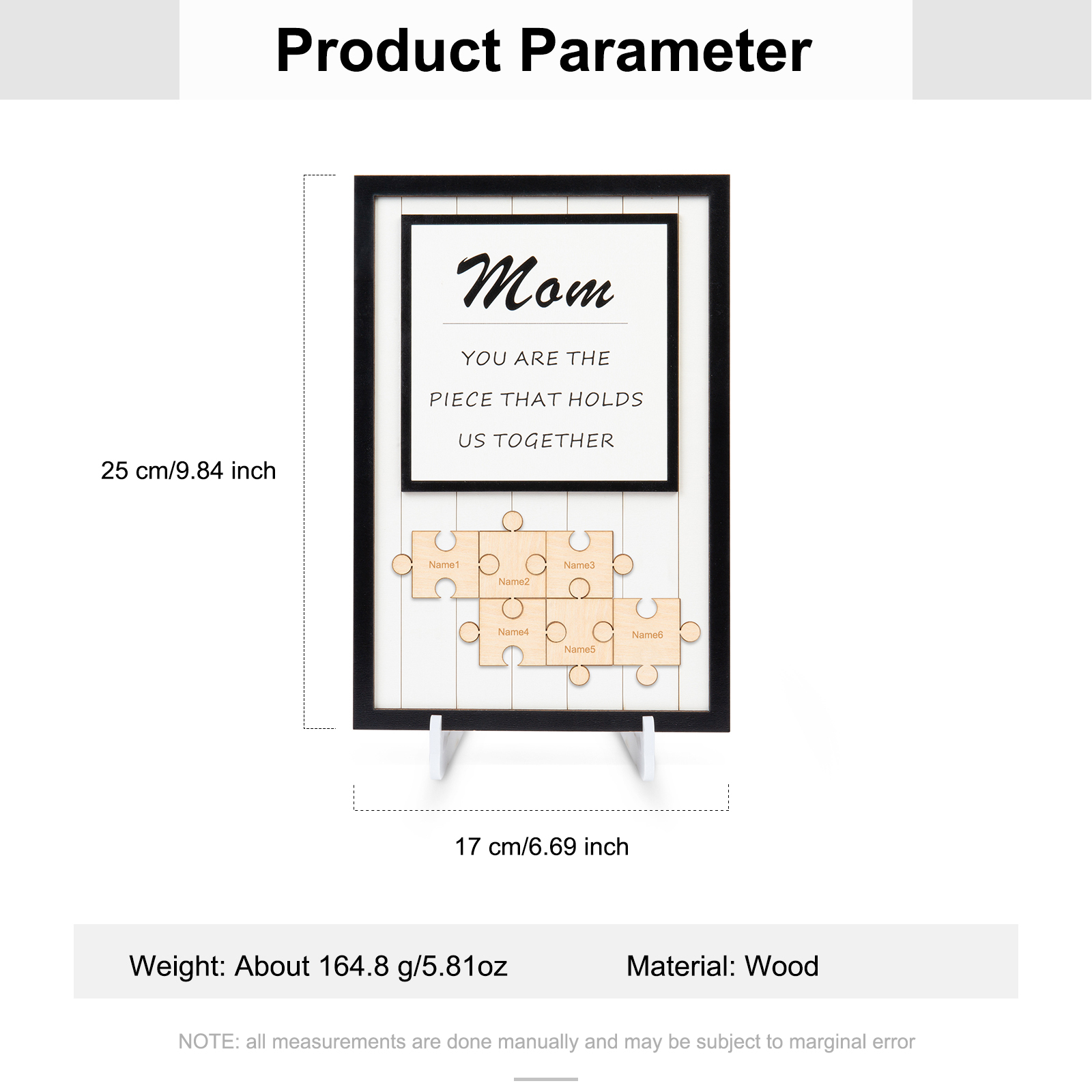 Mom Puzzle Sign Personalised 6 Names Wooden Sign Family Gifts-Mom You Are the Piece that Holds Us Together-Jessemade AU