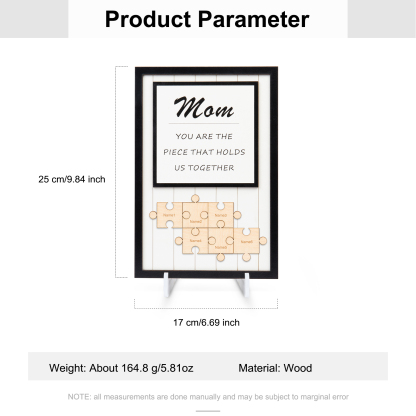 Mom Puzzle Sign Personalised 6 Names Wooden Sign Family Gifts-Mom You Are the Piece that Holds Us Together-Jessemade AU