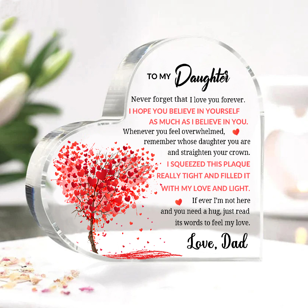To My Daughter Acrylic Heart Keepsake Red Tree Ornament - Never Forget That I Love You Forever-Jessemade AU