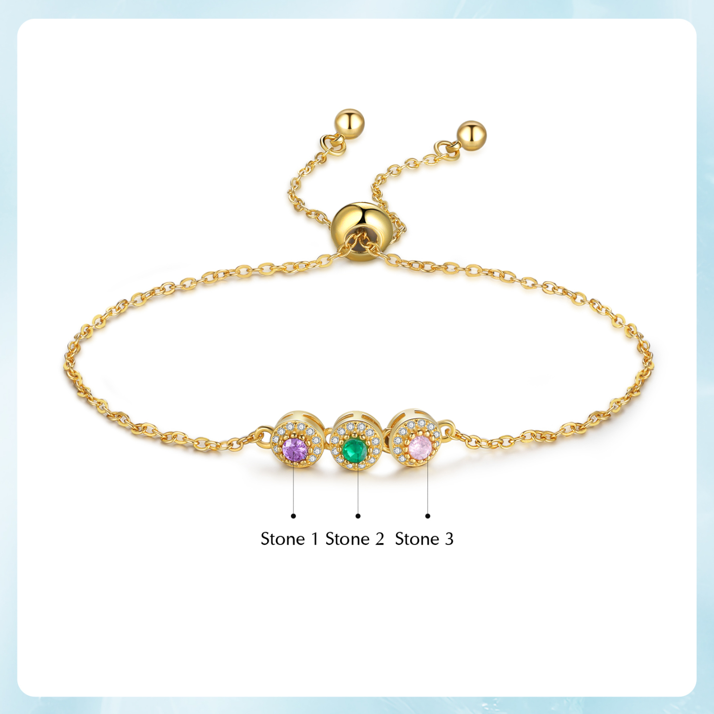 Personalised Women's Bracelet Customised 3 Birthstones Bracelets Birthday Mother's Day Gift for Her-Jessemade AU