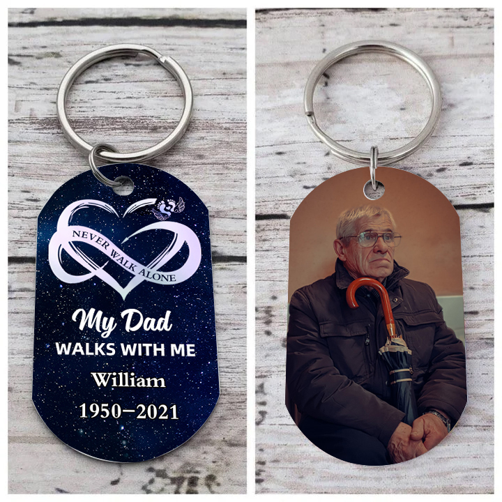 Memorial Photo Keychain Custom Name & Text & Date Keyring Infinite Love Personalised Gifts -  Never Walk Alone-Jessemade AU