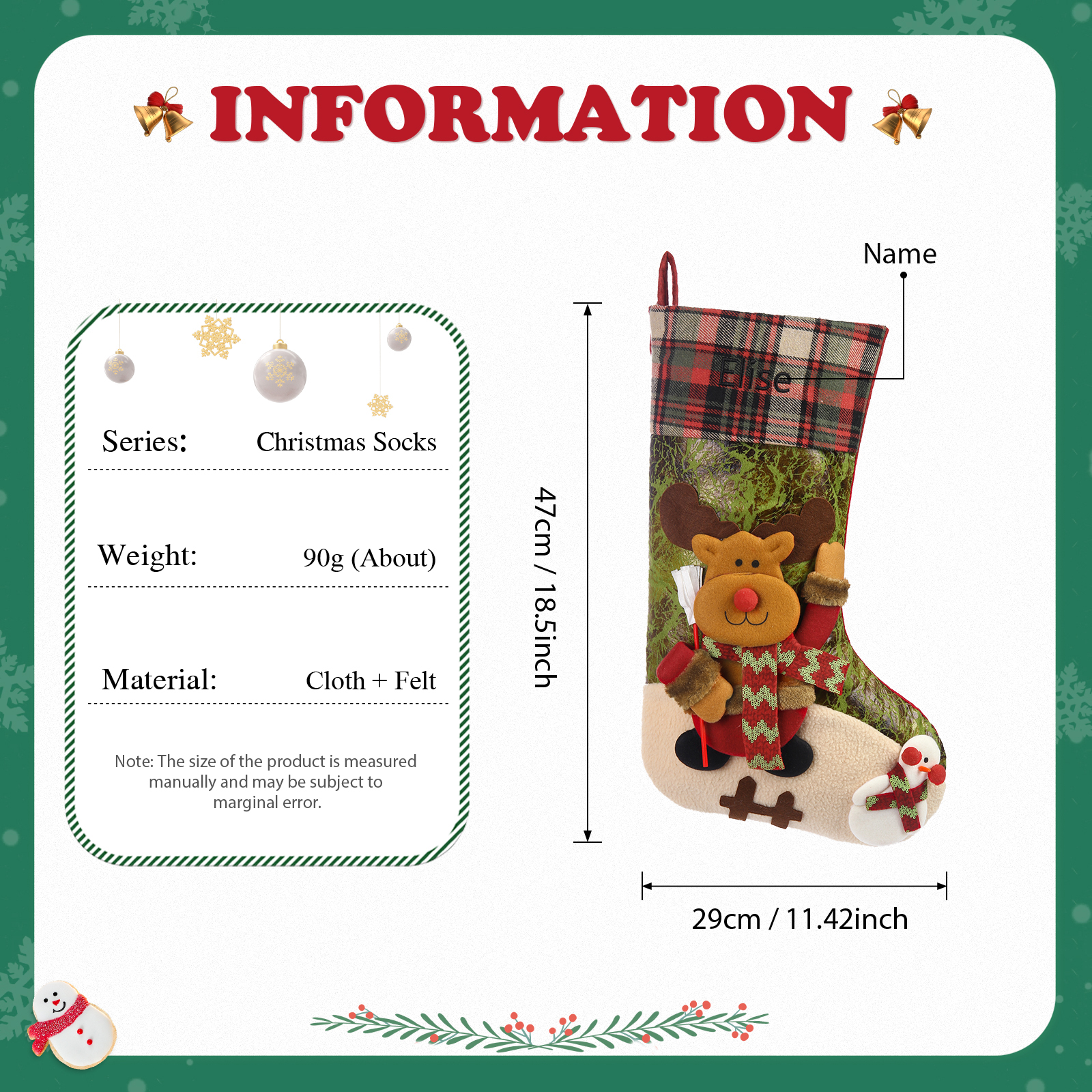 Personalised Christmas Stockings Ornaments Custom 1 Name Christmas Socks Gift for Family Friends-Jessemade AU