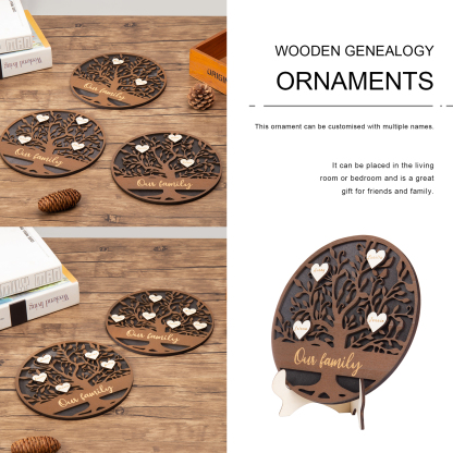Wooden Family Tree Sign Engrave 4 Names Keepsake Gifts-Jessemade AU