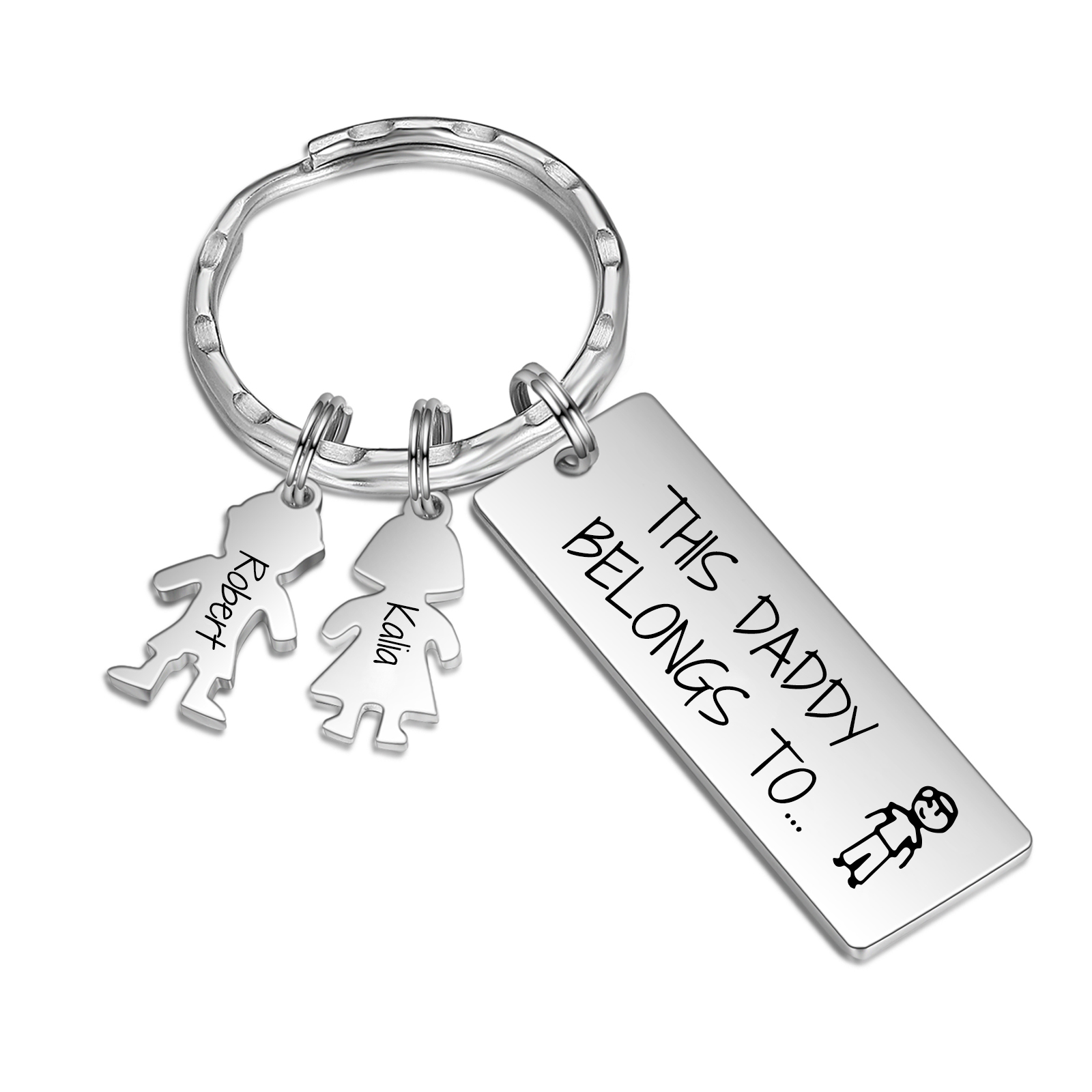 Personalised Keychain with 2 Kid Charms Father's Day Gift "This Daddy Belongs To" Custom Family Keyring-Jessemade AU
