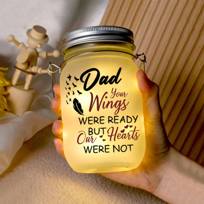 Memorial Jar Night Light "Your Wings Were Ready But Our Hearts Were Not" Memorial Bottle Solar Light-Jessemade AU