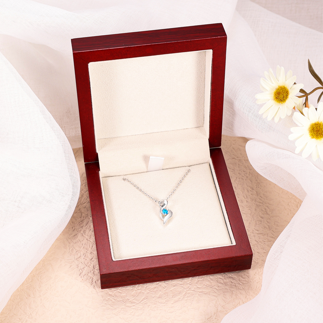 Customised Necklace Cascading Pendant with 1 Birthstone Engraving 1 Name Gifts for Her-Jessemade AU