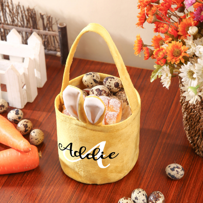 Personalised Bunny Tote Bag Customised with Name & Letter Bucket Bag Bunny Basket Easter Gifts-Jessemade AU