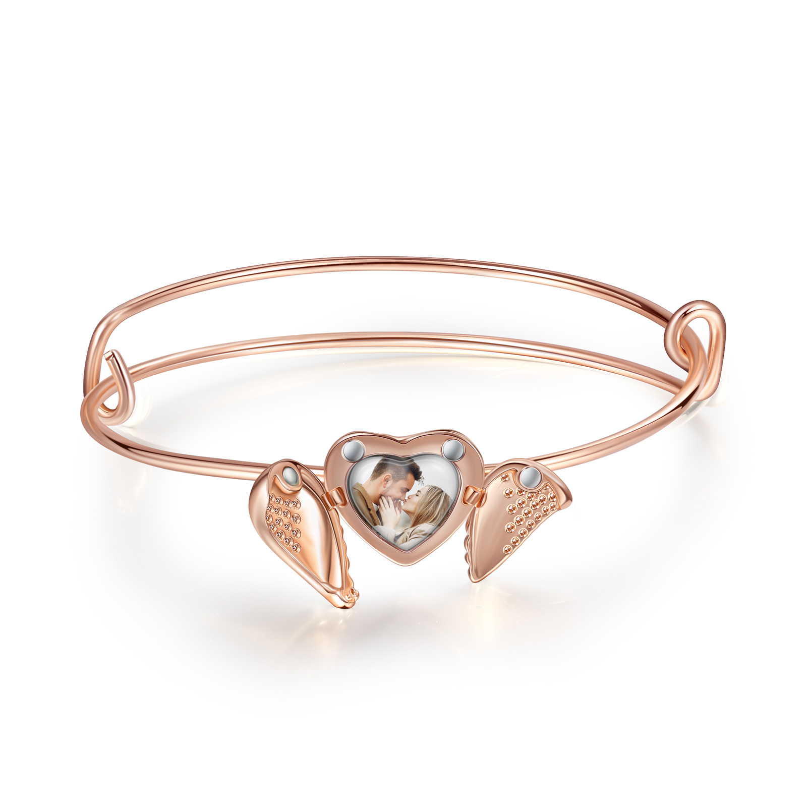 Personalised Heart Wings Photo Locket Bracelet Custom Photo Bracelet Gifts For Her-Jessemade AU