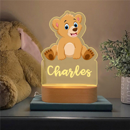 Personalised Name Bear Night Light LED Lamp Gifts For Kids-Jessemade AU