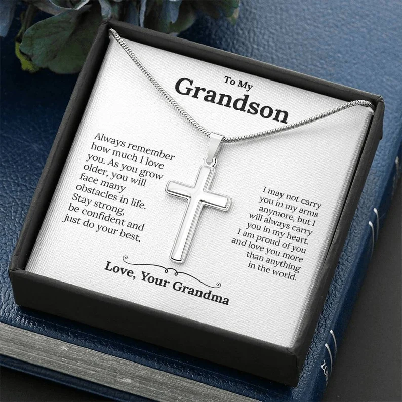 Confirmation Gift To My Grandson Cross Necklace "I'm proud of you“ Inspirational Gifts for grandson-Jessemade AU