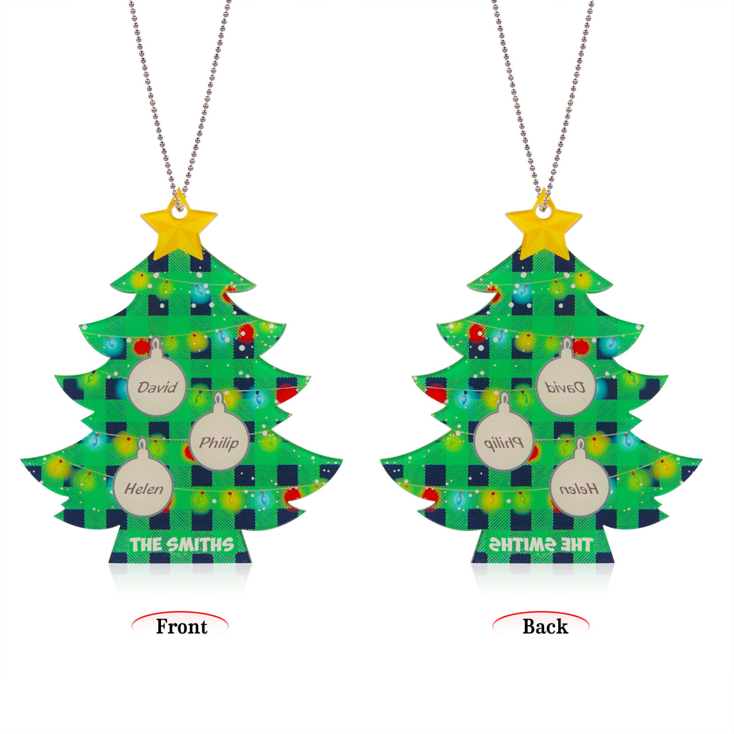 3 Names - Personalised Acrylic Christmas Tree Ornaments Customised Text & Name Xmas Pendant Gifts for Family Friends-Jessemade AU