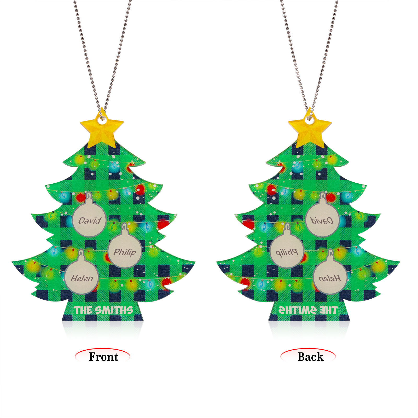 3 Names - Personalised Acrylic Christmas Tree Ornaments Customised Text & Name Xmas Pendant Gifts for Family Friends-Jessemade AU