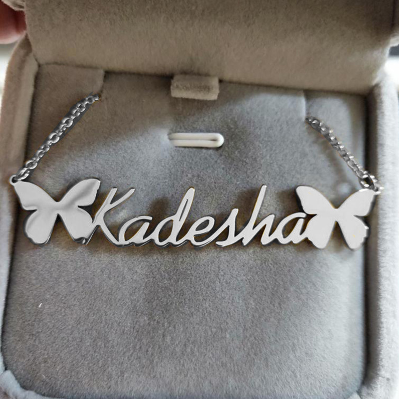 Personalised Butterfly Necklace Custom 1 Name Necklace Gift For Women-Jessemade AU