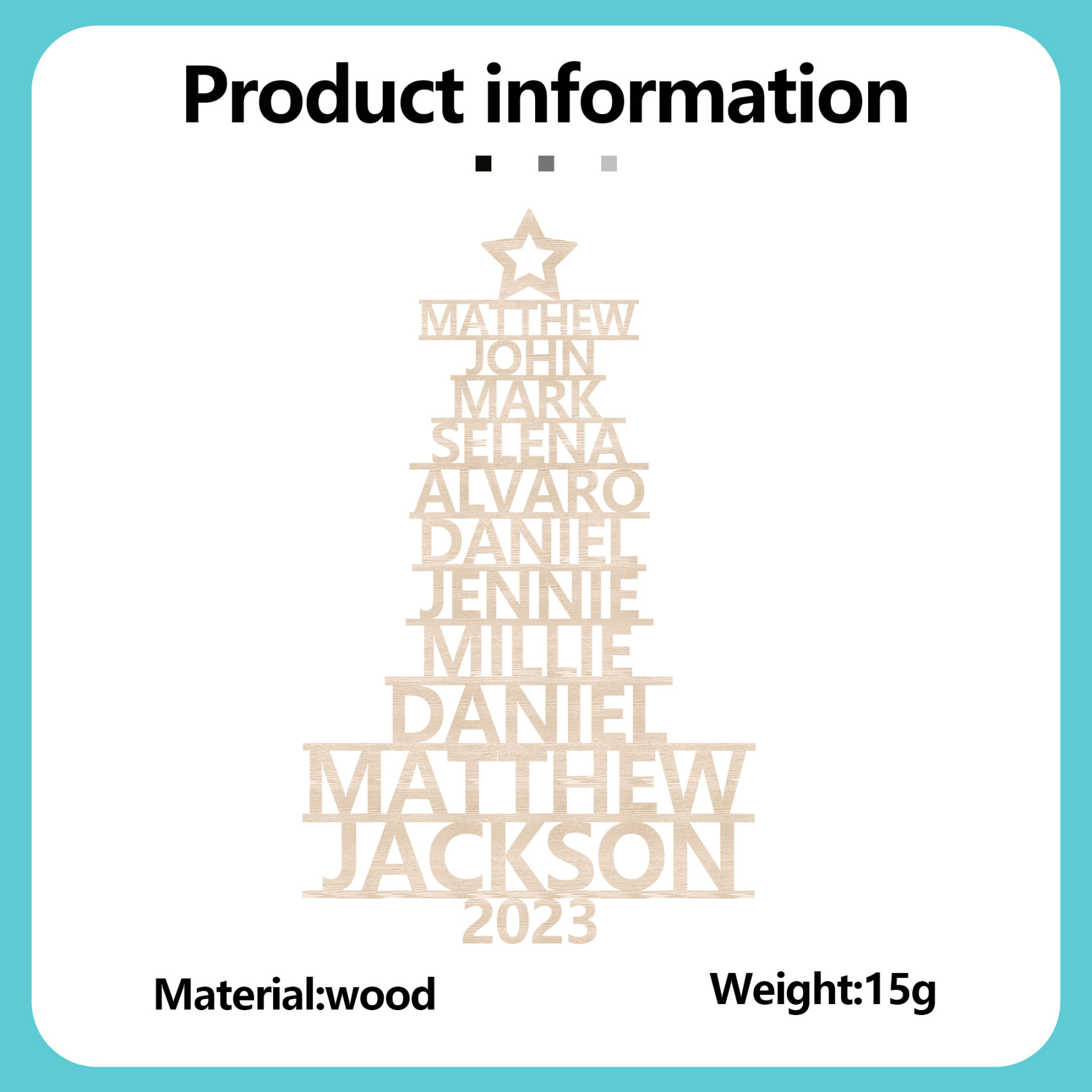 11 Names - Personalised Christmas Tree Ornaments Customised Name Xmas Wooden Decor Gifts for Family Friends-Jessemade AU