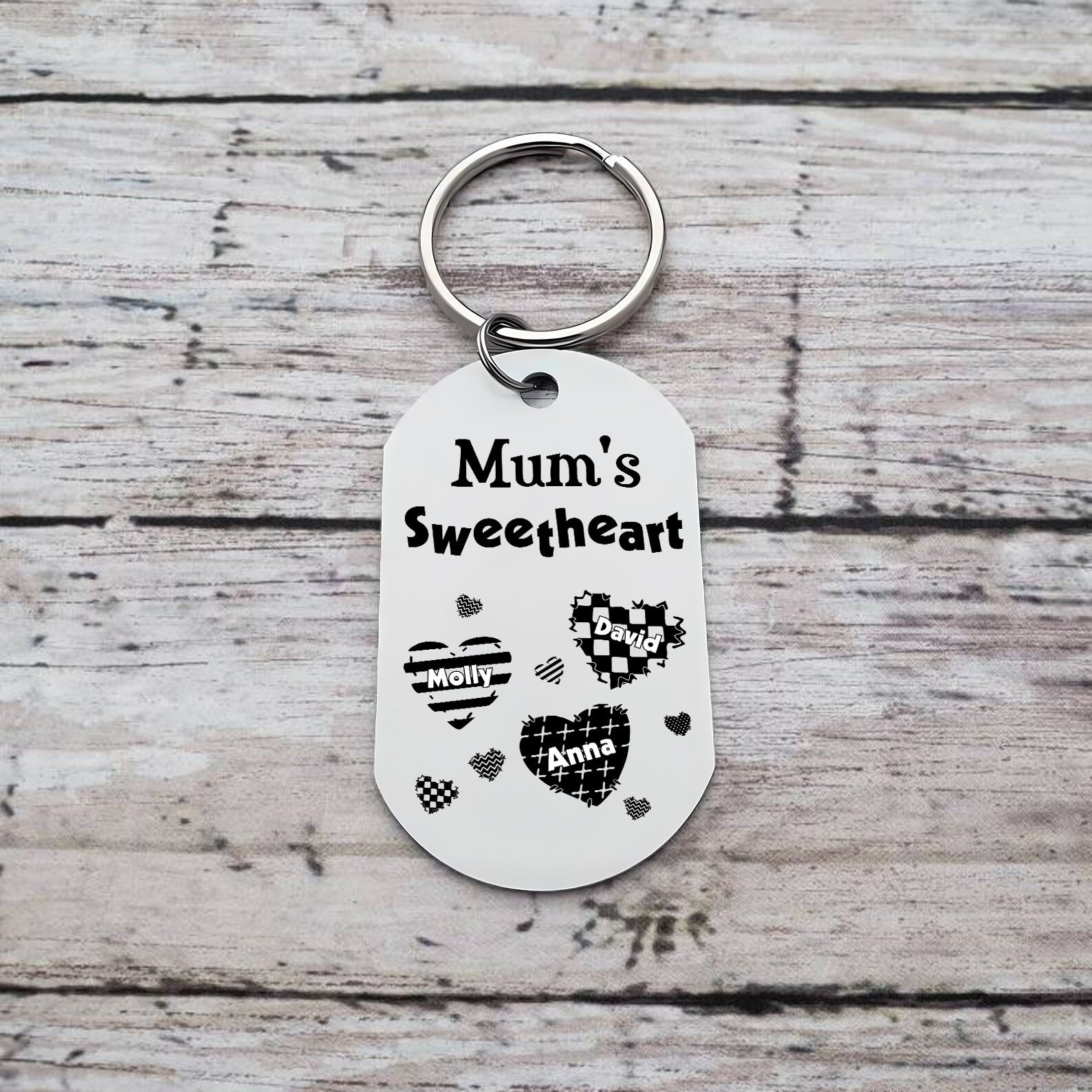Personalised 3 Names Keychain Hearts Family Keychain Mother's Day Gift - Mum's Sweetheart-Jessemade AU