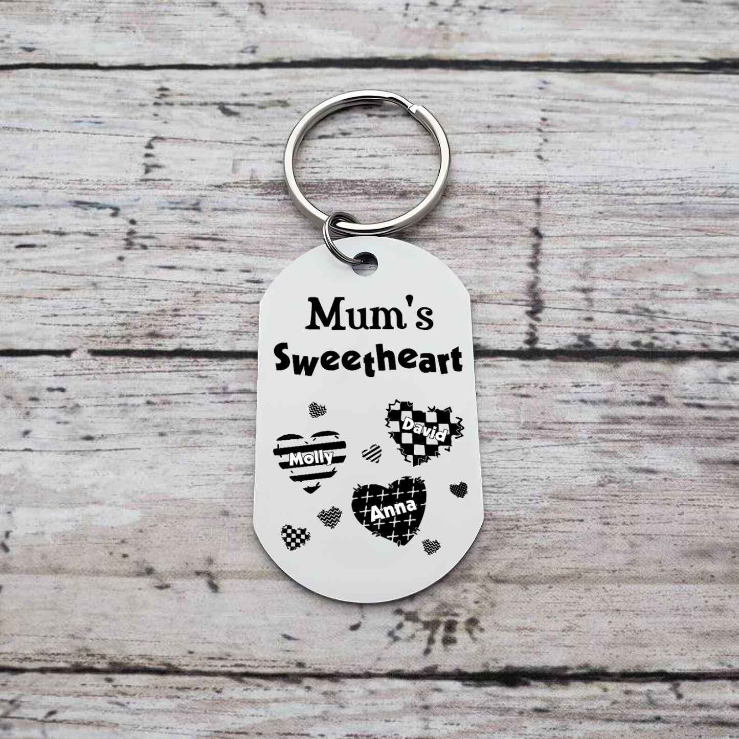 Personalised 3 Names Keychain Hearts Family Keychain Mother's Day Gift - Mum's Sweetheart-Jessemade AU