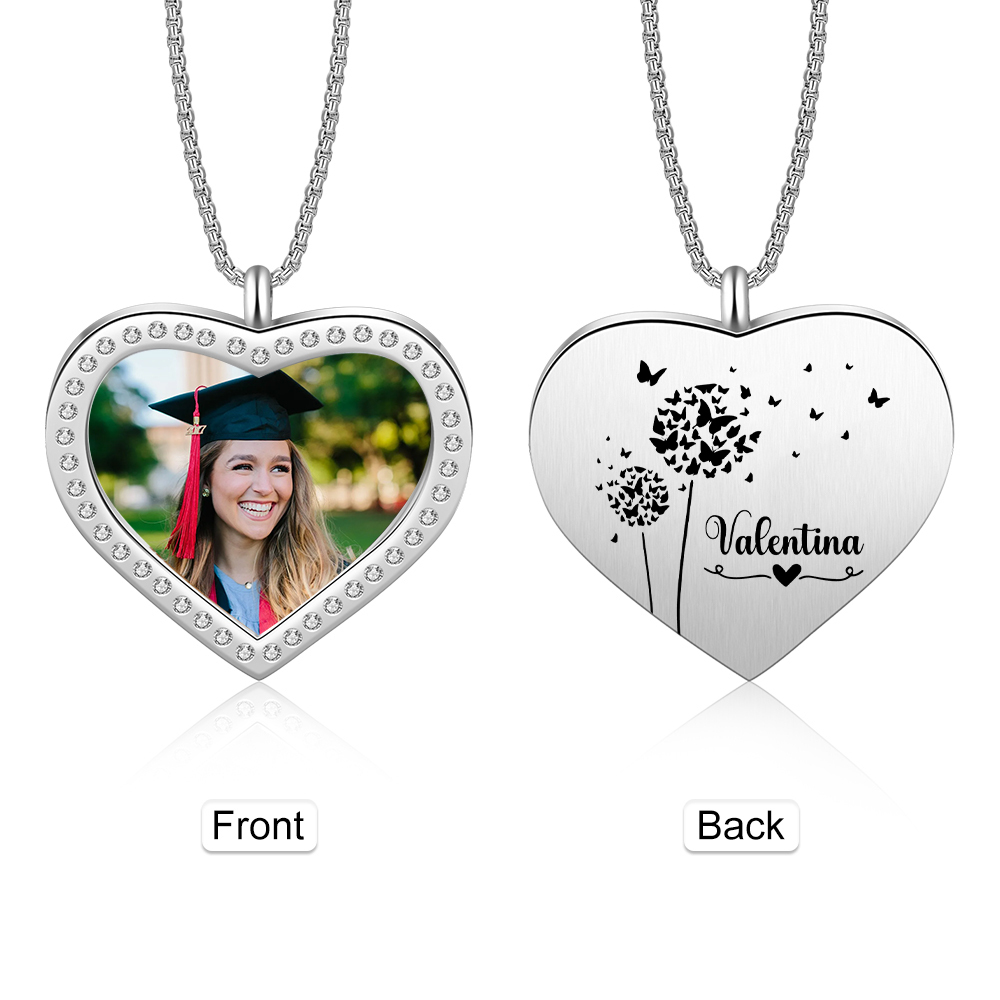 Personalised Graduation Necklace Custom Name & Photo Heart Pendant Necklace Gift for Her-Jessemade AU