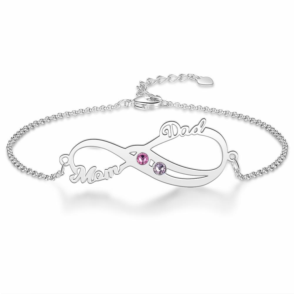 Personalised Bracelet With Birthstone Custom 2 Names Bracelet Gift For Women-Jessemade AU