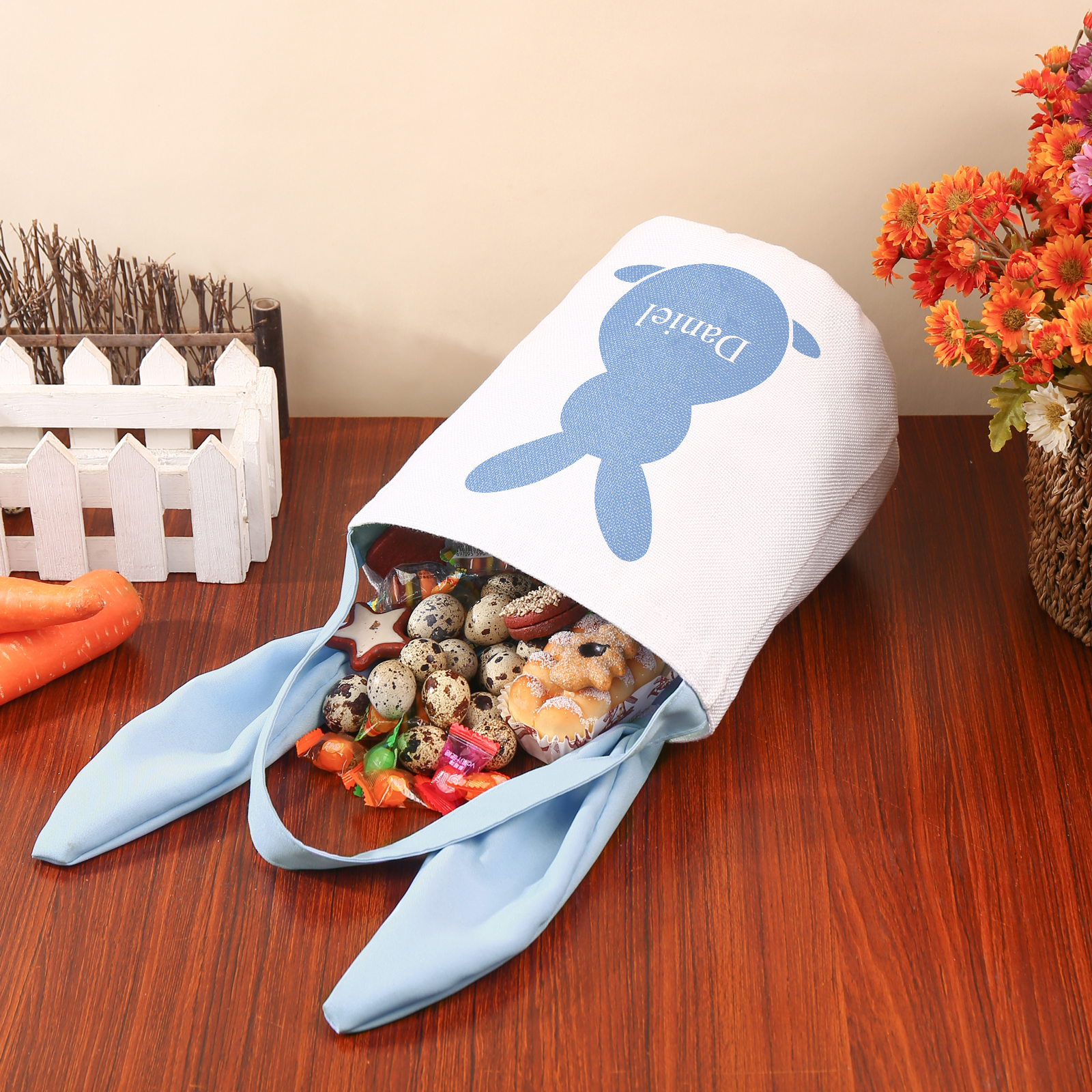 Bunny Tote Bag Personalised Name Bucket Bag Bunny Basket Easter Gifts-Jessemade AU