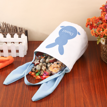 Bunny Tote Bag Personalised Name Bucket Bag Bunny Basket Easter Gifts-Jessemade AU